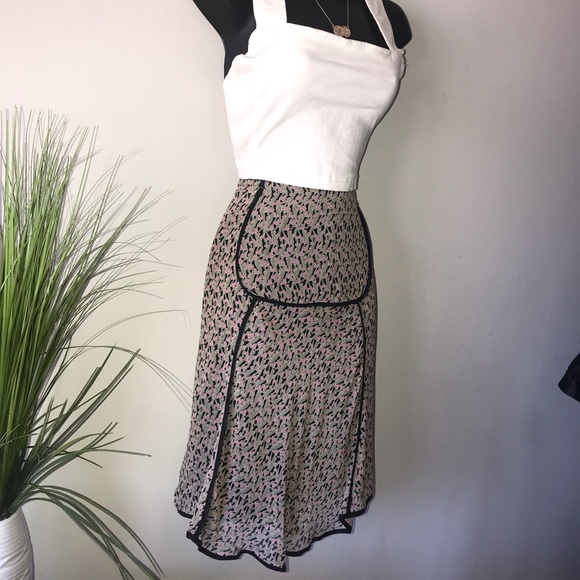 Max Studio Black Trim Pattern 100% Silk Skirt - Picture 4 of 8